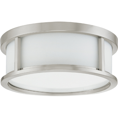 Nuvo Lighting 60/2859  Odeon - 2 Light 13" Flush Dome with Satin White Glass in Brushed Nickel Finish